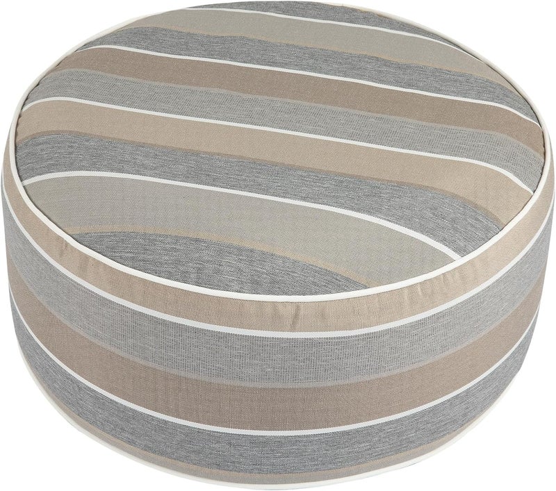 FUNHOME Inflatable Outdoor Ottoman with Air Pump,20"x9" Portable Patio Pouf,Water Resistant,Fade-Resistant,Round Blow Up Footrest Stools for Home Garden Camping Travel(Gray Stripe) - Image 4